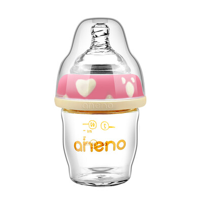 

Enno glass bottle baby newborn pacifier shatter-resistant baby drink fruit juice drop-proof leak-proof bottle pink 60ml