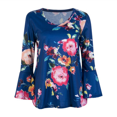 

Fashion Women Ladies Loose Casual Long Sleeve T-Shirt Floral Blouse Tops T-Shirt