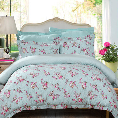 

Bravo Fu Anna produced bedding cotton Korean four sets of bright flowers are 18 meters bed size increase blue