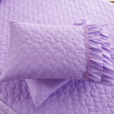

2-Pieces Heart Shaped Quilted Pillowcase Flouncing Rectangle Bed Pillow Case Pillow Cover Pillow Sham