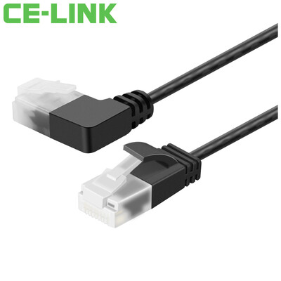

CE-LINK CAT6A network cable fine network cable super six UTP high speed network cable 90 degree elbow right curved cable black 025 m 4324