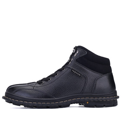 

Genuine Leather Snow Boots For Men New Winter Waterproof Shoes Short Plush Luxury Brand Working Men Boots Plus Size 3747