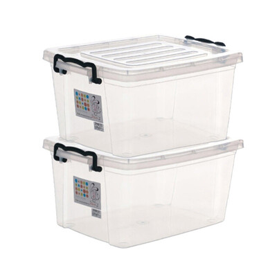 

Citylong Plastic Storage Box Transparent Seal Candy Color Clothing Storage Box 2 Pack Transparent White 24L 6089