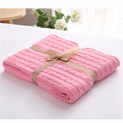 

100 Cotton High Quality Blanket Handmade Soft Knitted Solid Color Plaid Throw Blanket On Sofa Bed Plane Warm Bedspreads