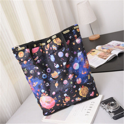 

ZHANAO new womens bag canvas shoulder bag Europe&large capacity shopping bag folding shoulder bag