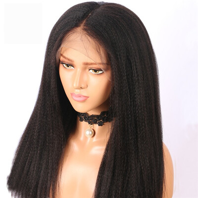 

150 Density Kinky Straight Lace Front Human Hair Wigs With Baby Hair Lace Front Wigs Pre Plucked