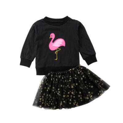 

Toddler Kids Baby Girl Flamingo Tops Sweatshirt Tutu Dress Skirt Outfits Clothes