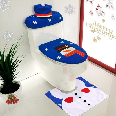 

3pcsset Christmas Bathroom Decorations Toilet Seat Cover U-shaped Rug Tank Lid & Tissue Box Cover Set Christmas Ornaments
