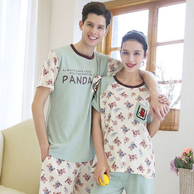 

Antarctic Nanjiren pajamas home service men&women short-sleeved home clothing suit cotton couple pajamas printing bear bear models N675X20031-5 male printing bear-XL