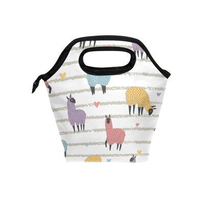 

Lunch Bag Tote Bag Colorful Alpaca Travel Picnic Organizer Lunch Holder Handbags Lunch Bag Box for Office