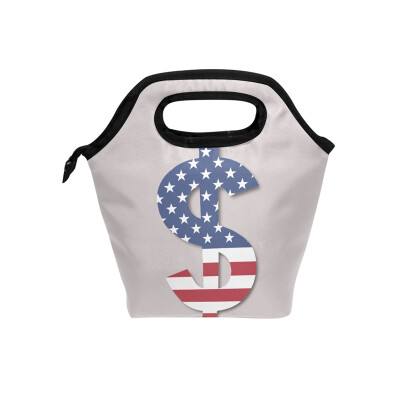 

Insulated Lunch Tote Bag Artistic Flag Travel Picnic Lunch Handbags Portable Zipper Lunch Bag Box