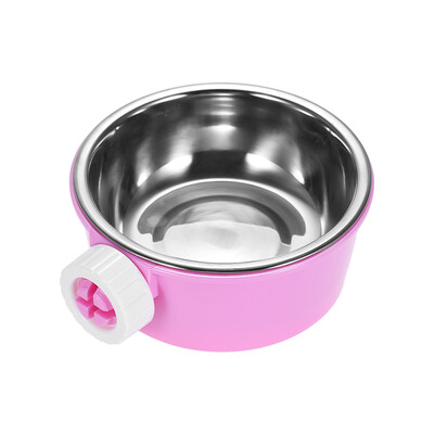 

Pet Dog Cat Hamster Cage Hanging Bowl Non-slip Feeder Water Food Feeder Bowl Stainless Steel&Plastic Dish