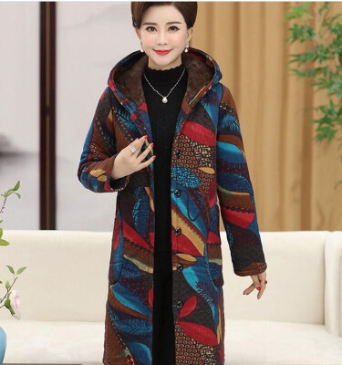 

Winter dress cotton dress female big code loose middle&long money middle-aged&old mothers wear cotton clothes&jack