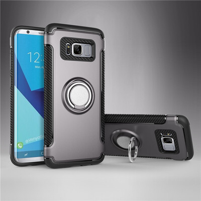 

Fecoprior Back Cover For Samsung Galaxy S8 Case Car Holder Stand Hard PC Silicon Ring Suction Bracket Celulars