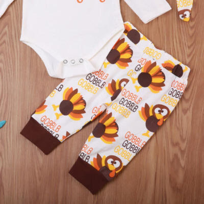 

Thanksgiving Newborn Baby Boy Girl Top Romper Pants Outfits Set Clothes US Stock