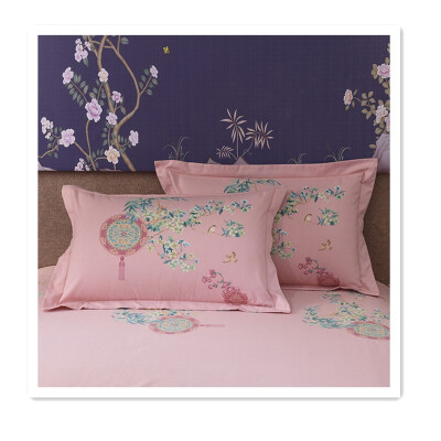 

Cotton bedding set of four sheets bamboo wind pink