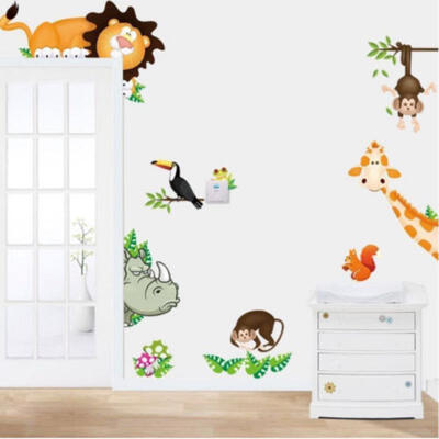 

Wall Sticker Zoo Animal Jungle Tree Baby Nursery Bedroom Decal Art Cute Design