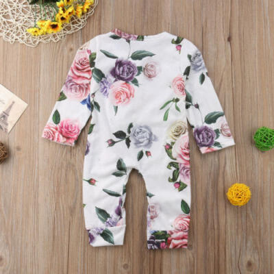 

Newborn Infant Baby Girls Cotton Flower Romper Jumpsuit Bodysuit Outfits Clothes