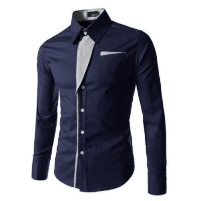 

Stylish Mens Slim Fit Formal Casual Shirts Long Sleeve Business Dress Shirt Top