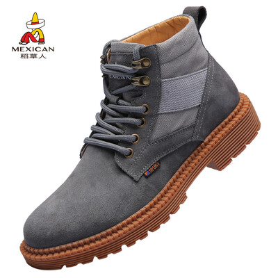 

Scarecrow MEXICAN Suede Thick Foundation Outdoor Tooling High Help Casual Mens Shoes England Wild Skid 6S110 Gray 41