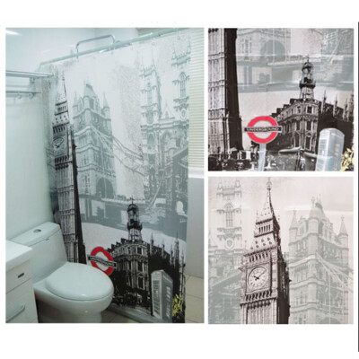 

MyMei London Big Ben Pattern Shower Curtain Bathroom Waterproof Fabric Home Decor