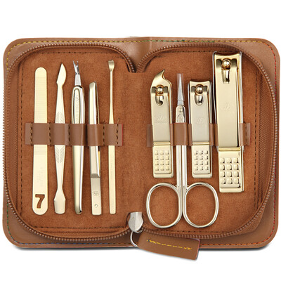 

777 Nail Knife Set Nail Clamp Clamp Set 9pcs NTS-8001G Brown Import