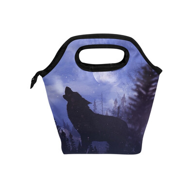 

Lunch Bag Tote Bag Moonlight Wolf Travel Picnic Organizer Lunch Holder Handbags Lunch Bag Box