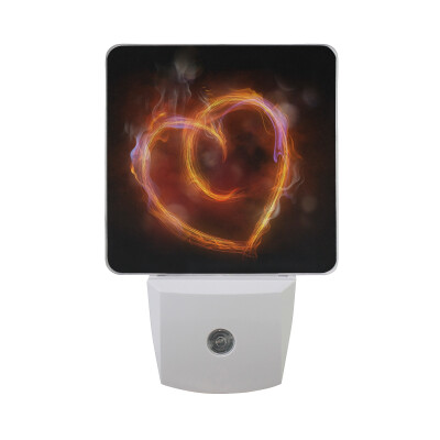 

ALAZA LED Valentines Day Night Light With Smart Dusk To Dawn SensorHeart Shapes On Fire Plug In Night Light