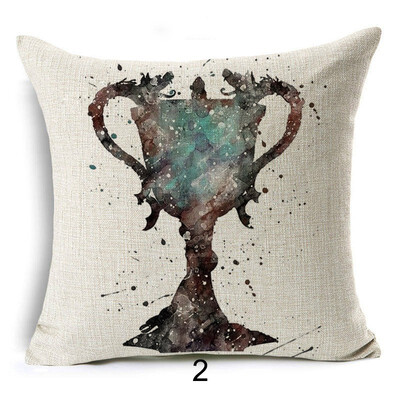

Harry Potter Cushion Cover Cotton Linen Goblet of Fire The Deathly Hallows Home Decorative Pillow Cover for Sofa Cojines
