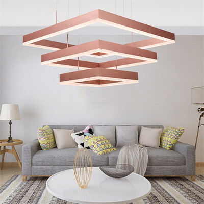 

Baycheer HL487621 Post Modern Brushed Aluminum Rose Gold Chandelier 30W Warm Light LED Chandelier in Acrylic Shade