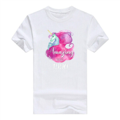 

28th Birthday Gift Unicorn Tshirt Amazing Since 1990 Tee