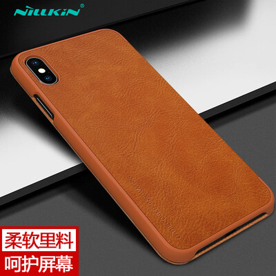 

Nilkin Apple iPhone XS Max65 Mobile Shell Qin Series Mobile Phone Protection Leather Case Brown