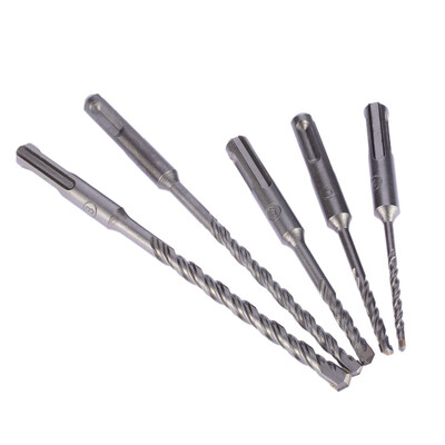 

5pcsset 2 Pits 2 Slots SDS Shank Electric Hammer Drill Bit Set SDS PLUS Rotary Hammer Impact Drill Bit Concrete Masonry Drill 4mm