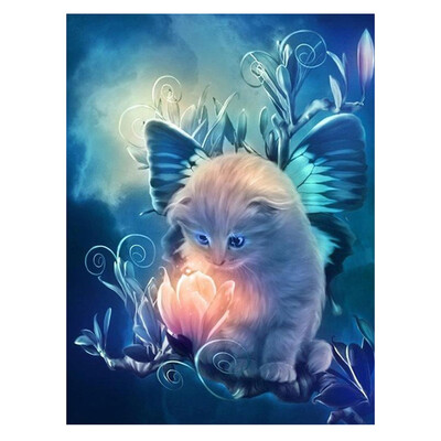 

UpperX 5D DIY Diamond Painting Kit Rhinestone Crystals Embroidery Cross Stitch Kit Arts Home Wall Decor Craft Cat In Fairyland
