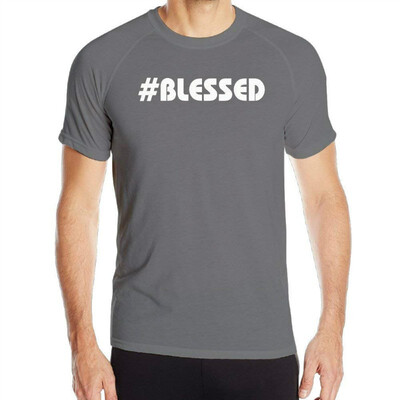 

BLESSED Christian Humor Words Mens Sport Workout T-shirt
