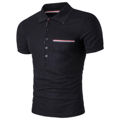 

Fashion Muscle Men Fashion Short Sleeve Polo Work T-shirt Cotton Shirt Tops