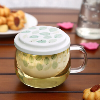 

Evergreen three-piece ceramic tea filter under the filter bubble cup heat-resistant glass flower cup cup office cup with cup lid 3GIT5877