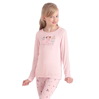 

VIV & LUL children's underwear sets girls autumn clothes autumn pants suit modal DL117190 pink at the end of full print 170cm