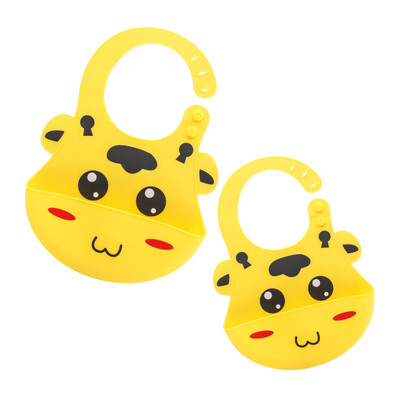 

Tianmei Youke TEENUNIX two loaded yellow silicone bib baby three-dimensional waterproof rice bowl large baby feeding bib children eating pocket set saliva towel