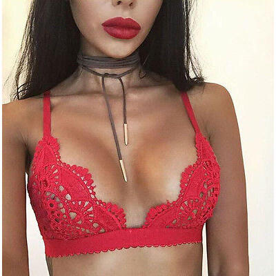 

Floral Sheer Lace Triangle BRALETTE BRA BUSTIER CROP TOP UNPADDED MESH LINED