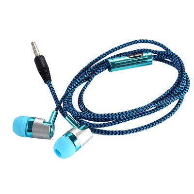 

35mm Wired Headphone In-Ear Headset Stereo Music Smart Phone Earphone Earpiece In-line Control Hands-free with Microphone Blue