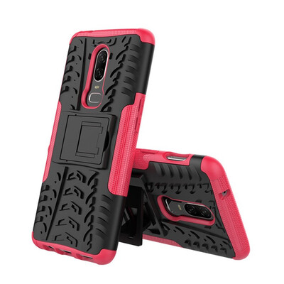 

Fivice One Plus 6 Case TPU anti-fall tire pattern back clip bracket phone case
