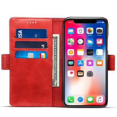 

New iPhoneXsMax Mobile Shell Samsung Mobile Phone Case Flip Card Protector Red