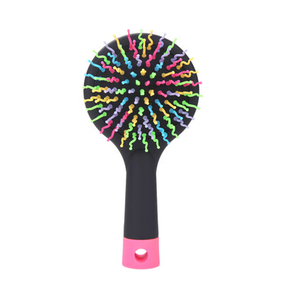 

Rainbow Volume S Brush Hair Curl Magic Accessory Perm Wave Straight Beauty Comb with Mirror