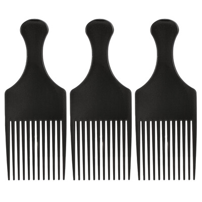 

Anself 3Pcs Afro Comb Curly Hair Brush Comb Hairdressing Styling Tool Black for Man & Woman