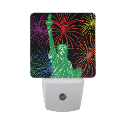 

ALAZA LED Night Light With Smart Dusk To Dawn SensorStatue Of Liberty USA Stars Plug In Night Light
