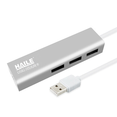 

Haile HU-301Y-3 USB20 cable 100M network card USB to RJ45 network cable interface notebook external network card 3 USB HUB hub silver