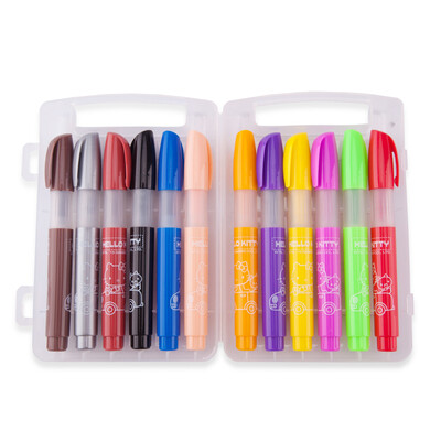 

Guangbo 12 color water-soluble rotating crayon can draw gouache Hello Kitty KT84068