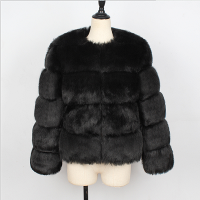 

Knitted furry faux fur ladies sweater soft horizontal ditch coat autumn&winter furry faux fur coat jacket