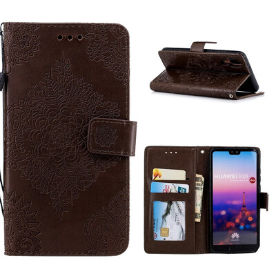 

MOONCASE Huawei P20 Blue&White Porcelain Embossed Leather Case - Brown